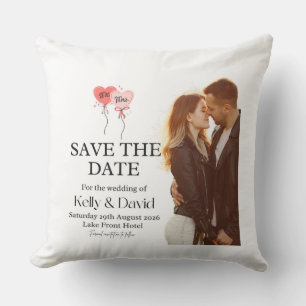 Personalized Couple Photo & Wedding Details Throw Pillow