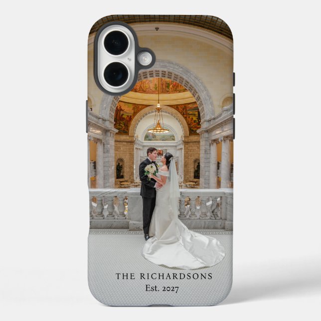 Personalized Couple Photo with Name & Year Wedding Case-Mate iPhone Case (Back)