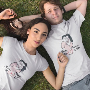 Personalized Couple T-Shirt – Custom Names & Date Tri-Blend Shirt