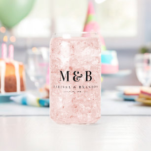 Personalized Couple Wedding Monogram Initials Can Glass