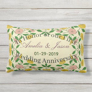 Personalized Couples 1st Wedding Anniversary Lumbar Pillow