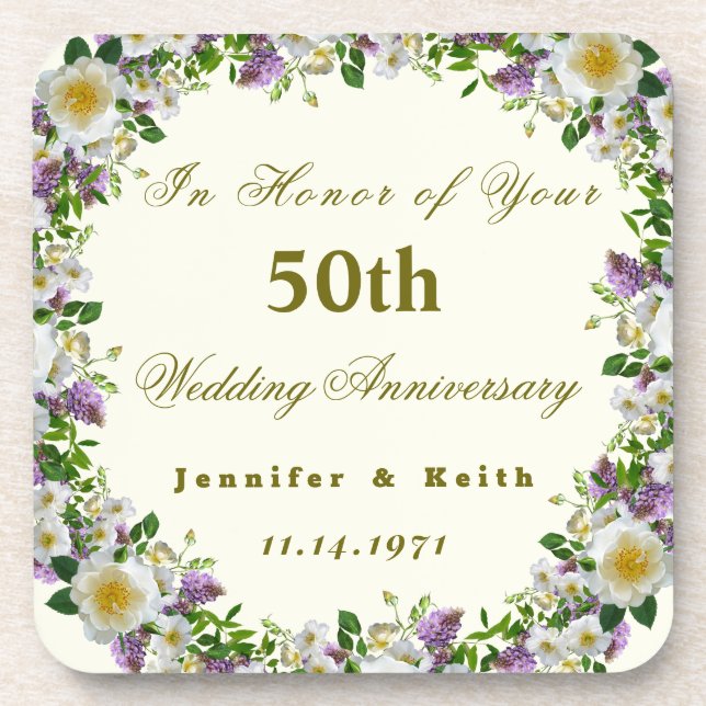 Personalized Couples 50th Wedding Anniversary  Coaster (Front)