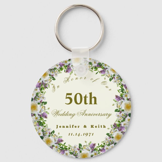 Personalized Couples 50th Wedding Anniversary      Keychain (Front)