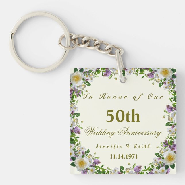 Personalized Couples 50th Wedding Anniversary      Keychain (Front)