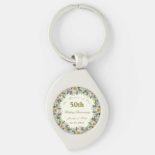 Personalized Couples 50th Wedding Anniversary      Keychain (Front)
