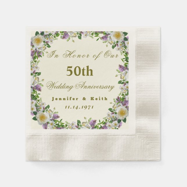 Personalized Couples 50th Wedding Anniversary      Napkin (Front)