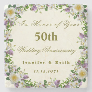 Personalized Couples 50th Wedding Anniversary     Stone Coaster