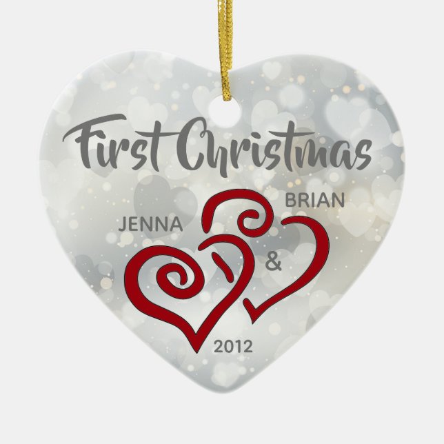 Personalized Couple's First Christmas Ornament (Front)