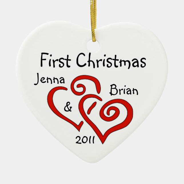 Personalized Couple's First Christmas Ornament (Front)