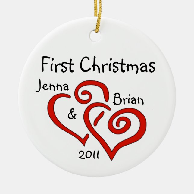 Personalized Couple's First Christmas Ornament (Front)
