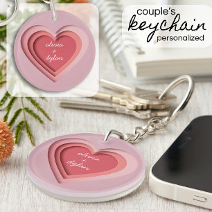 Personalized Couple's Heart Keychain