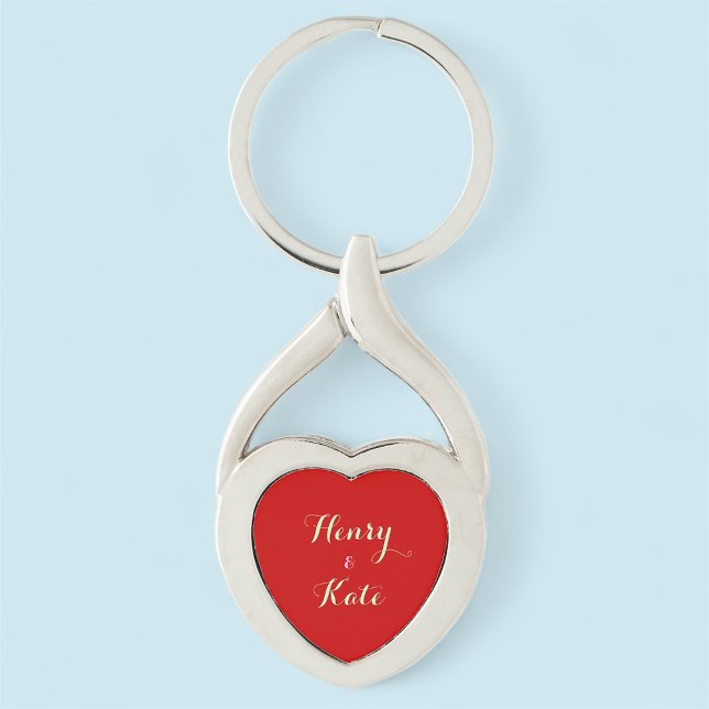 Personalized Couple's Heart Message Photo Keychain (MISOOK Red Heart Couple Keychain)