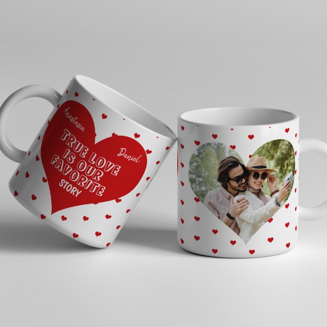 Personalized couples heart shaped photo names coffee mug (Creator Uploaded)