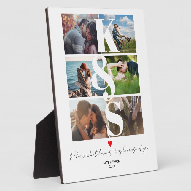 Personalized Couples Initial Photo Collage Custom Plaque (Side)