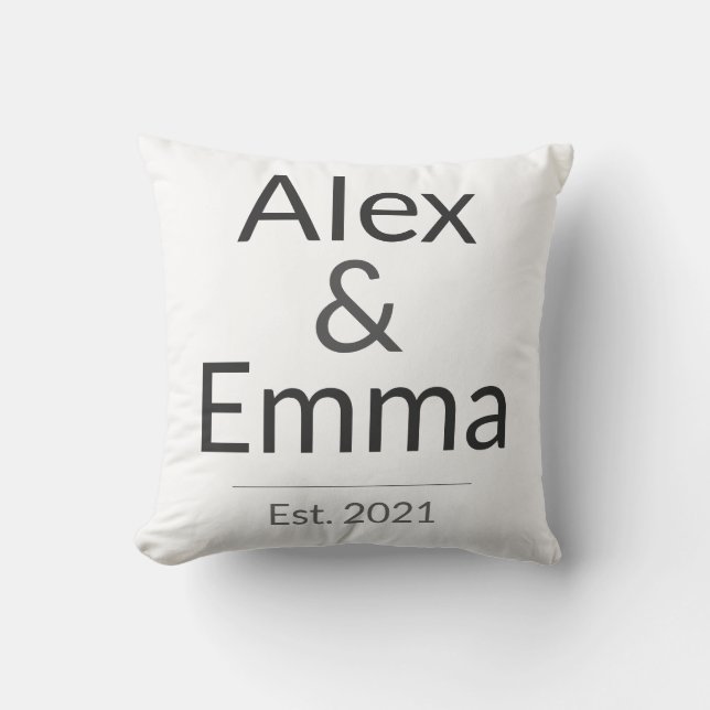 Personalized Couples Mug – Custom Names & Year Gif Throw Pillow (Front)