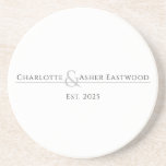 Personalized Couples Name Coasters<br><div class="desc">A modern minimalist personalized couple's name return address label. Suitable for newlyweds, or an established married couple's stationery note card. This is easy to edit simply: personalize your names first, then use the design tool to select the "ampersand", hold down the shift key, and move the ampersand left or right...</div>