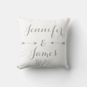 Personalized Couples Names and Arrows Throw Pillow