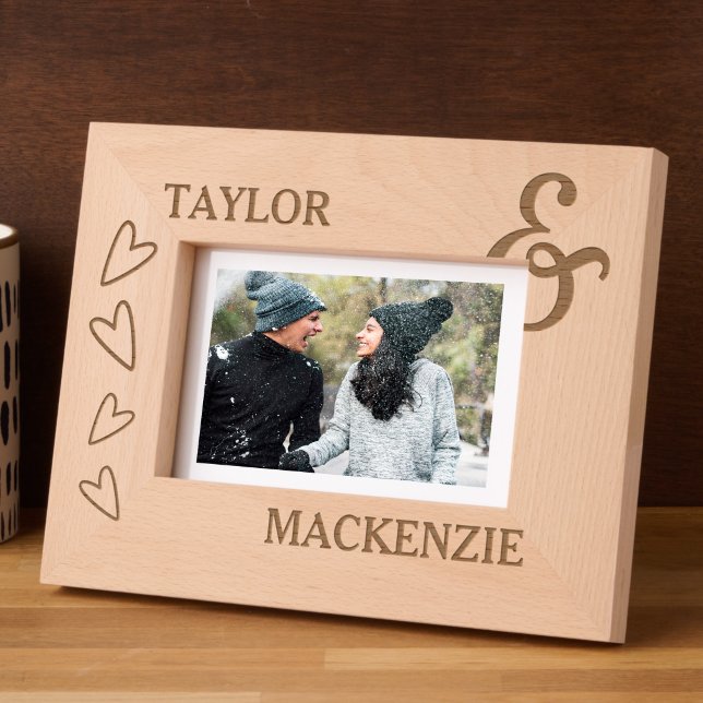 Personalized Couples Names Hearts and Ampersand  Etched Frames (Personalized Couples Names Hearts and Ampersand Etched Frames by Ricaso. Ideal gift for weddings etc)