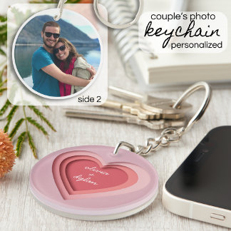 Personalized Couple's Names Photo Keychain