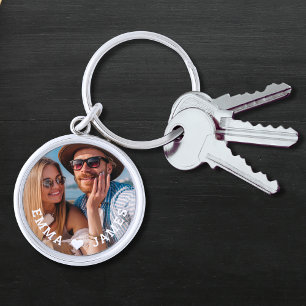 Personalized Couples Photo Love Heart Keychain