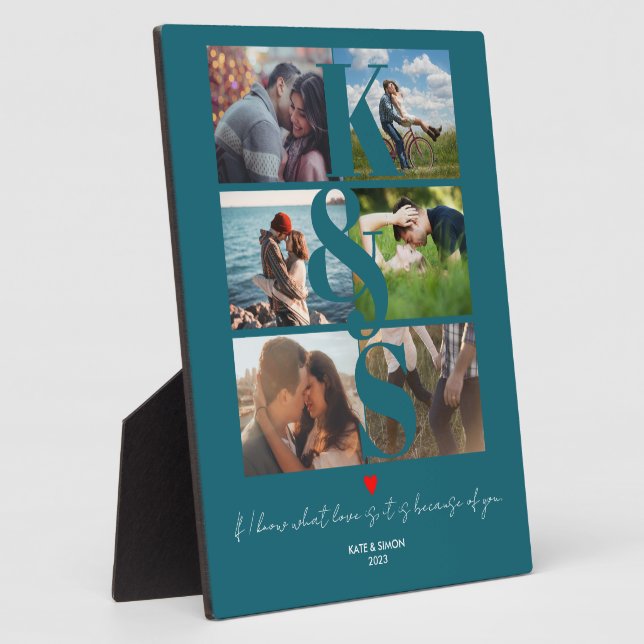 Personalized Couples Photo Love Monogrammed Plaque (Side)