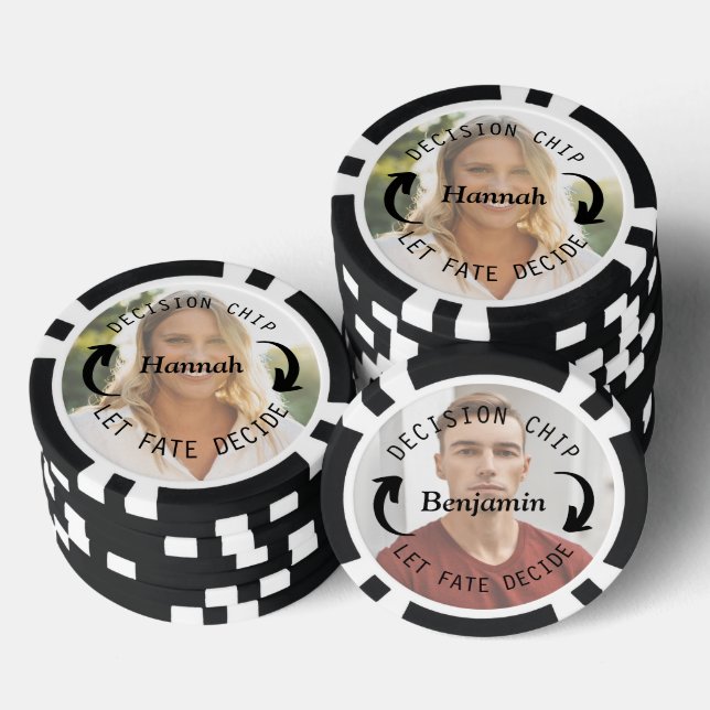 Personalized Couple's Photo & Name Decision Coin Poker Chips (Stack)