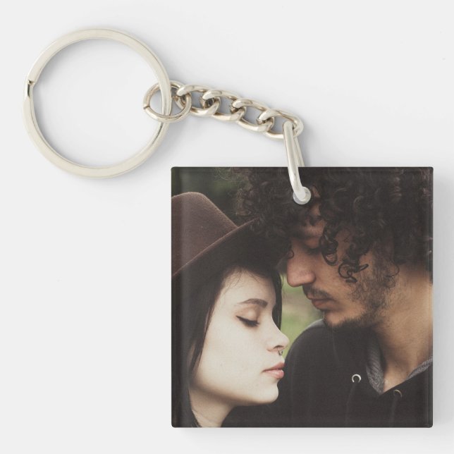 Personalized Couple's  Photo Square Keychain (Front)