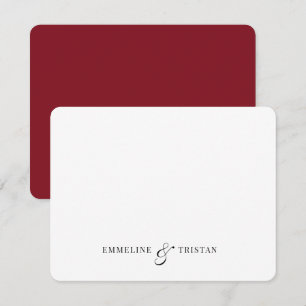 Personalized Couples Stationery Burgundy Red Card