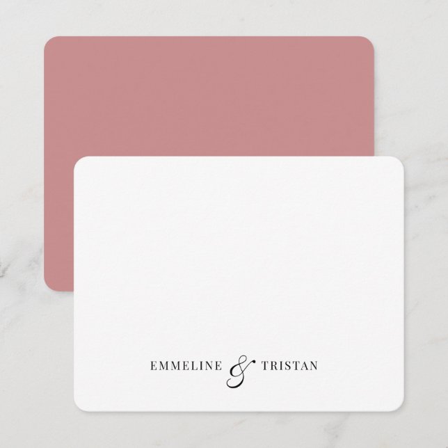 Personalized Couples Stationery Deep Rose Pink Card (Front/Back)