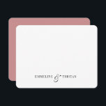 Personalized Couples Stationery Deep Rose Pink Card<br><div class="desc">Personalized stationery notecards for couples,  with their names joined by an elegant ampersand. A lovely gift for newlyweds. The rounded corners add a touch of elegance. Deep rose pink on the back.</div>