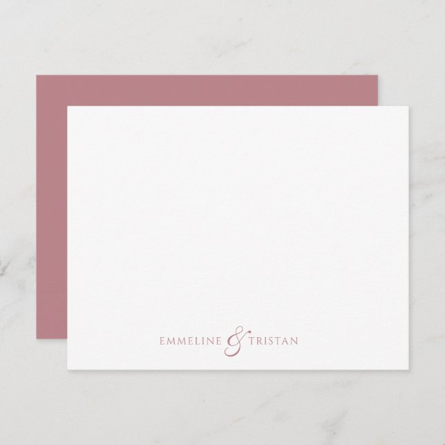 Personalized Couples Stationery Dusty Rose Card (Front/Back)