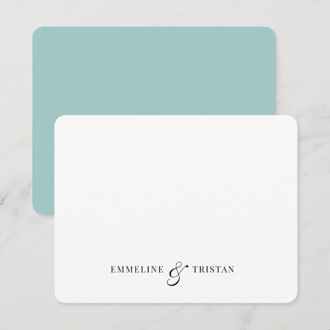 Personalized Couples Stationery Light Blue Green Card (Front/Back)