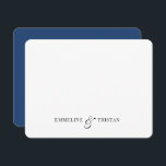 Personalized Couples Stationery Navy Blue Card<br><div class="desc">Personalized light blue green stationery notecards for couples,  with their names joined by an elegant ampersand. A lovely gift for newlyweds. The rounded corners add a touch of elegance. Add your note on the front above the names and the back is a solid navy blue.</div>