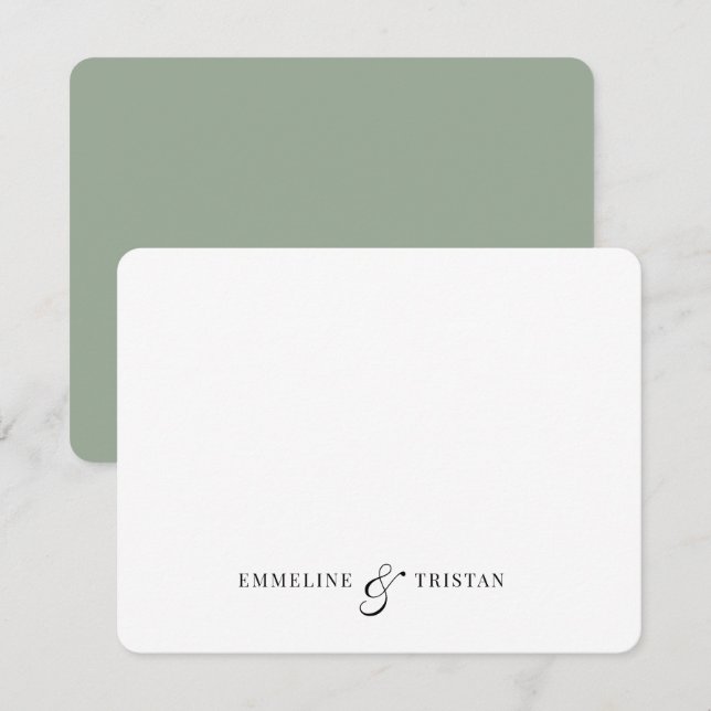 Personalized Couples Stationery Sage Green Card (Front/Back)