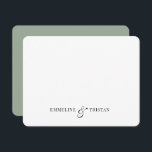 Personalized Couples Stationery Sage Green Card<br><div class="desc">Personalized stationery sage green notecards for couples,  with their names joined by an elegant ampersand. A lovely gift for newlyweds. The rounded corners add a touch of elegance. Sage green on the back.</div>