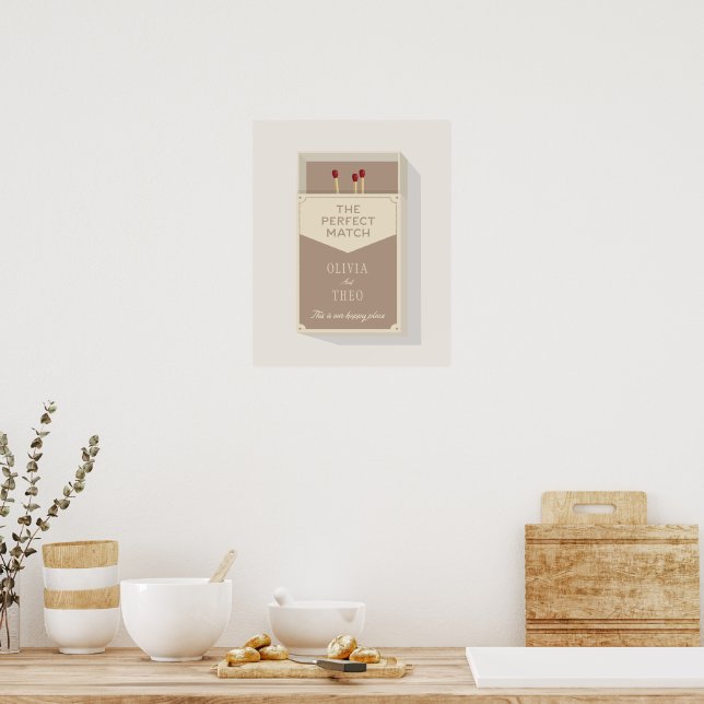 Personalized Couples The Perfect Match Matchbox Poster (Kitchen)