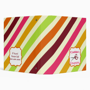 Personalized Coupon Organizer - Multicolor Stripes Binder