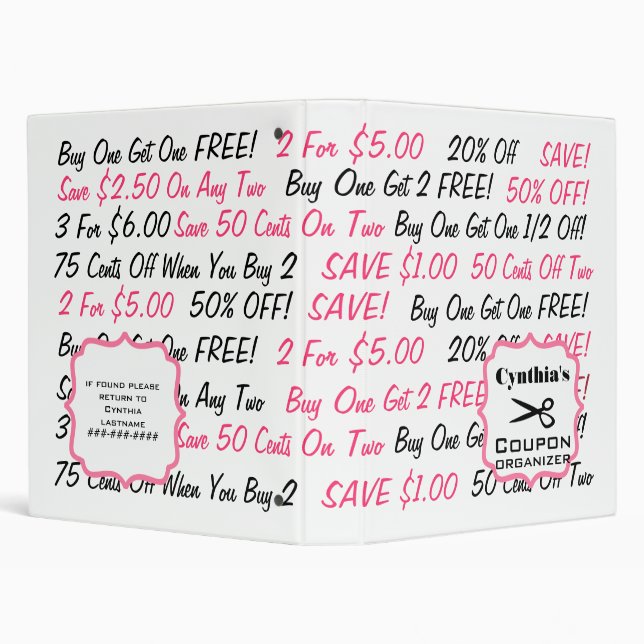 Personalized Coupon Organizer - Pink & Black Binder (Background)