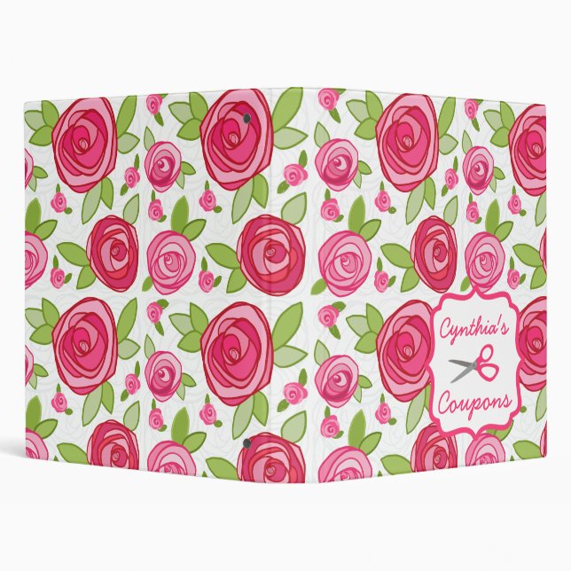 Personalized Coupon Organizer - Pink Roses Binder (Background)