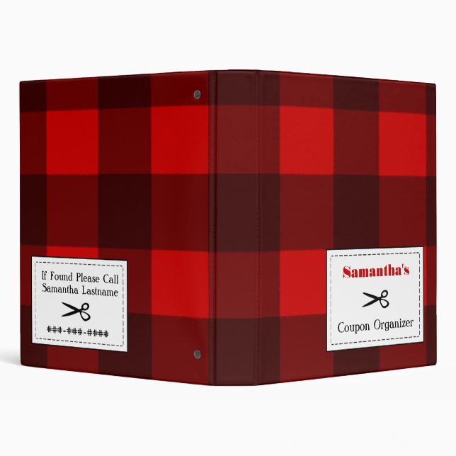 Personalized Coupon Organizer - Red & Black Plaid Binder (Background)
