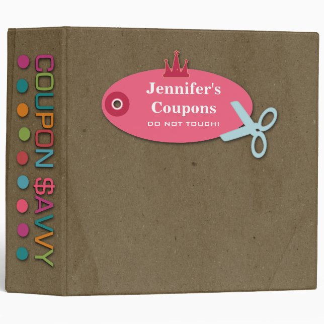 Personalized coupon savvy fun 2 inch avery binder (Front/Spine)