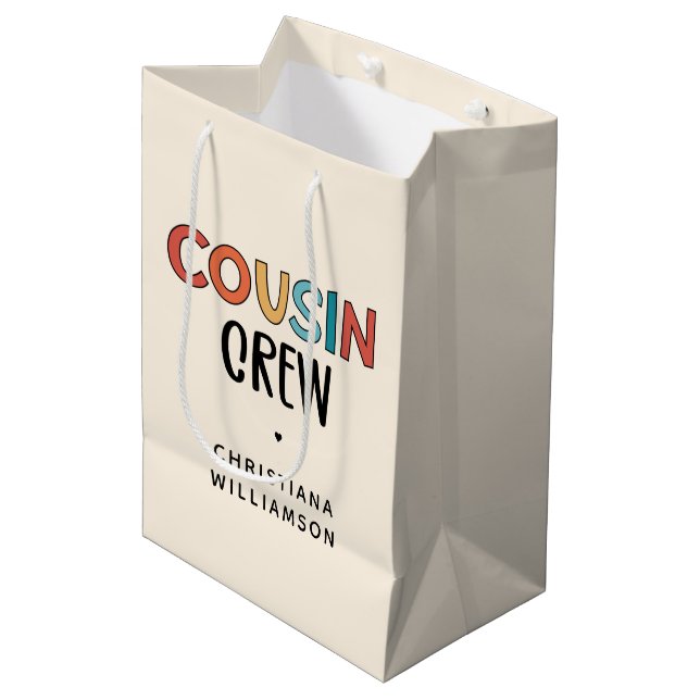 Personalized Cousin Crew Matching Cousins Gift Medium Gift Bag (Front Angled)