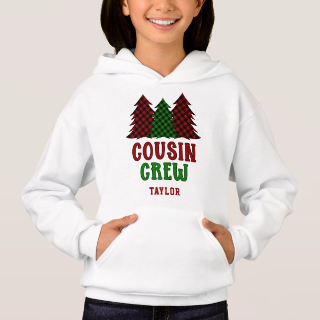 Personalized Cousin Crew Plaid Christmas Tree (Front)