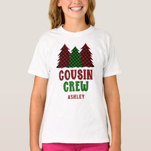 Personalized Cousin Crew Plaid Christmas Tree T-Shirt