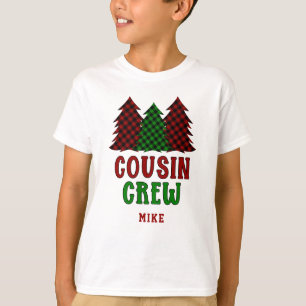 Personalized Cousin Crew Plaid Christmas Tree T-Shirt