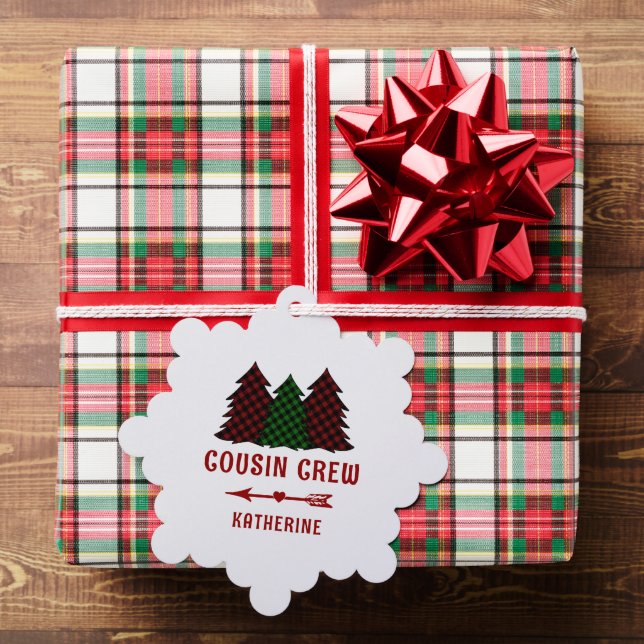 Personalized Cousin Crew Plaid Christmas Trees Ornament Card (Insitu (Gift))