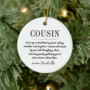 Personalized Cousin Funny Cousin Definition Ceramic Ornament