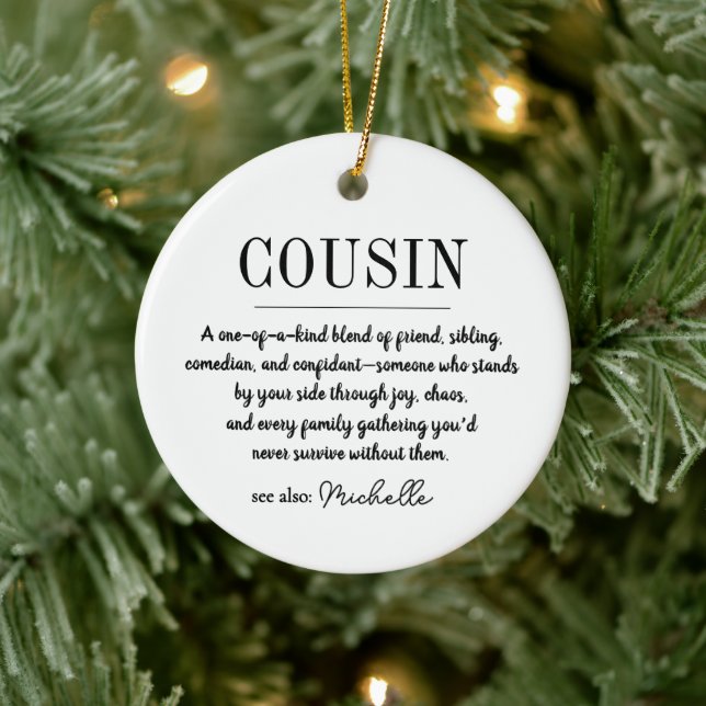 Personalized Cousin Funny Cousin Definition Ceramic Ornament (Tree)