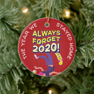Personalized COVID 2020 Christmas We Stayed Home Ceramic Ornament