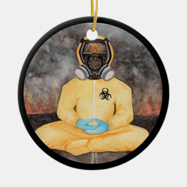Personalized Covid Christmas Biohazard Holiday Cer Ceramic Ornament (Front)